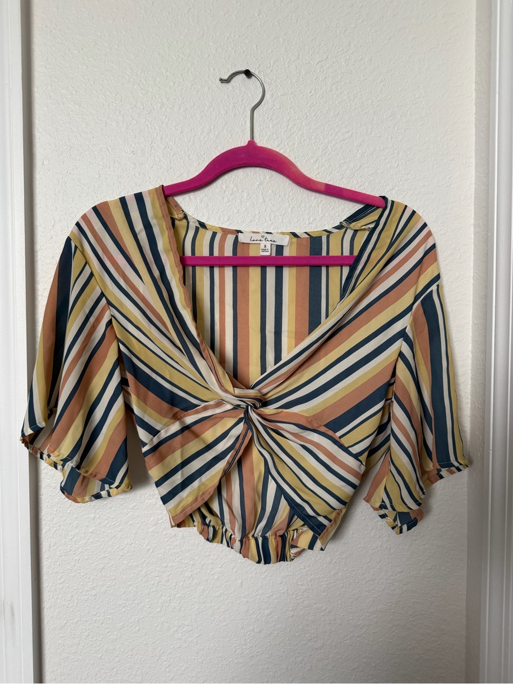Love Tree Striped Crop Top